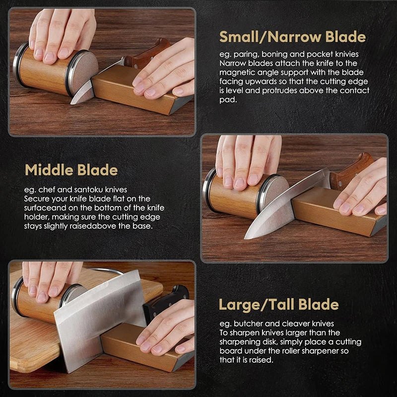 Rolling Knife Sharpener for Straight Edge, Knife Sharpener Kit with 15