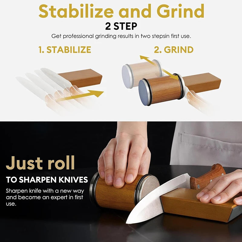 Rolling Knife Sharpener for Straight Edge, Knife Sharpener Kit with 15