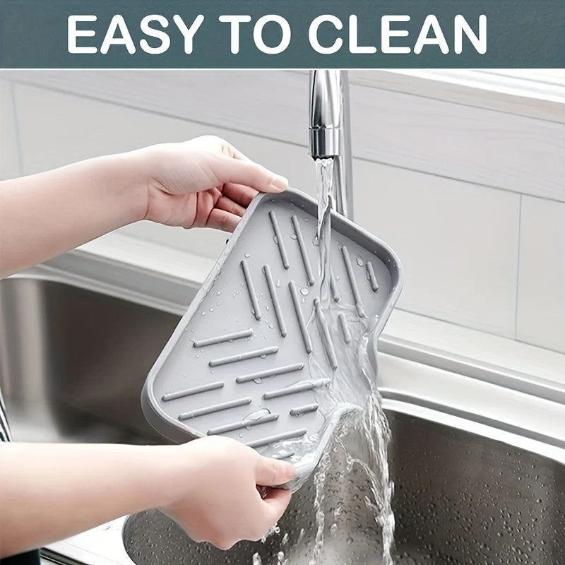 Silicone Kitchen Soap Tray, Kitchen Sink Tray Sponge Tray Dish, Soap
