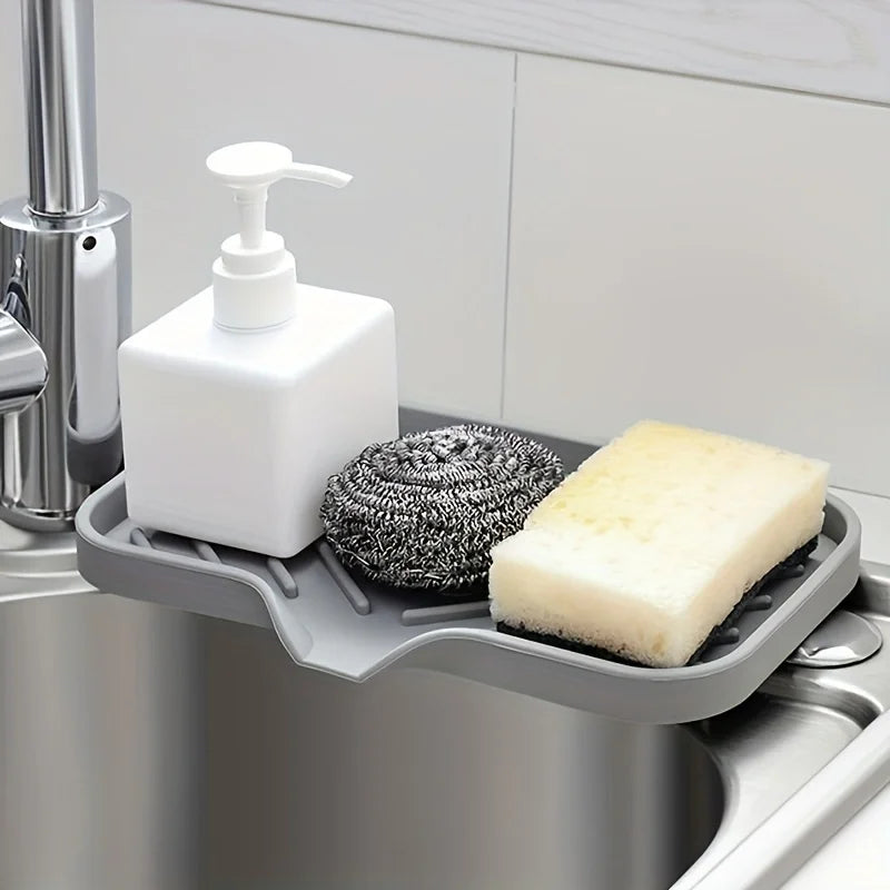 Silicone Kitchen Soap Tray, Kitchen Sink Tray Sponge Tray Dish, Soap