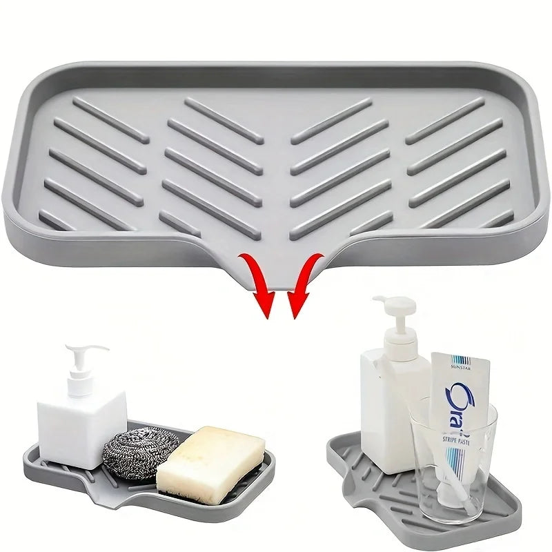 Silicone Kitchen Soap Tray, Kitchen Sink Tray Sponge Tray Dish, Soap